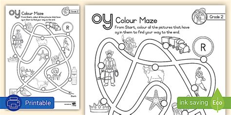 Grade 2 Phonics: Colouring Maze -oy