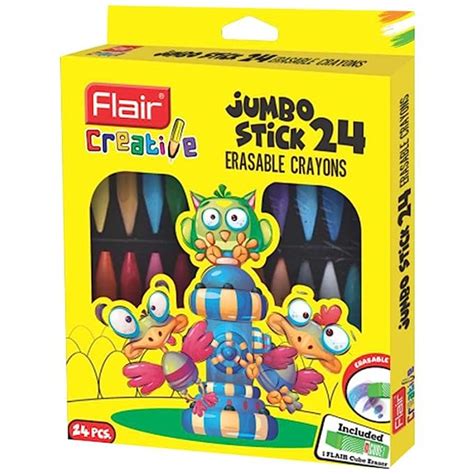 FLAIR Creative Series Jumbo Stick Erasable Crayons | Bright and Strong ...