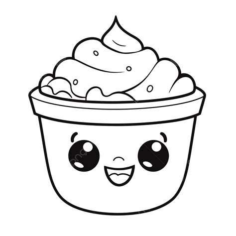 Cute Ice Cream Coloring Pages Outline Sketch Drawing Vector, Wing ...