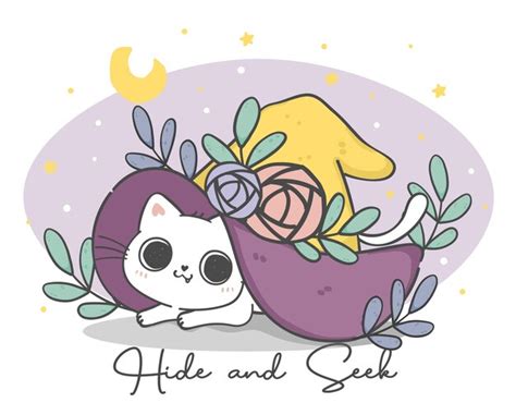 Schattige witte kitten kat onder Neth heks hoed Halloween kat ...