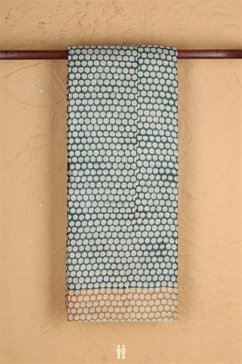 Tussar Silk Saree In Pine Green With Printed Design