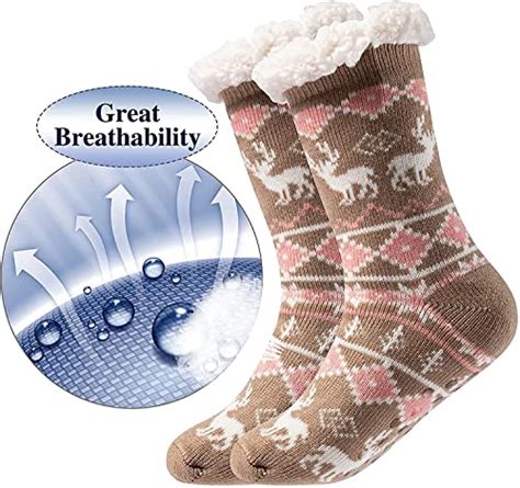 Buy JMP Women Men Sherpa Lining Fuzzy Slipper Socks, Winter Crochet ...