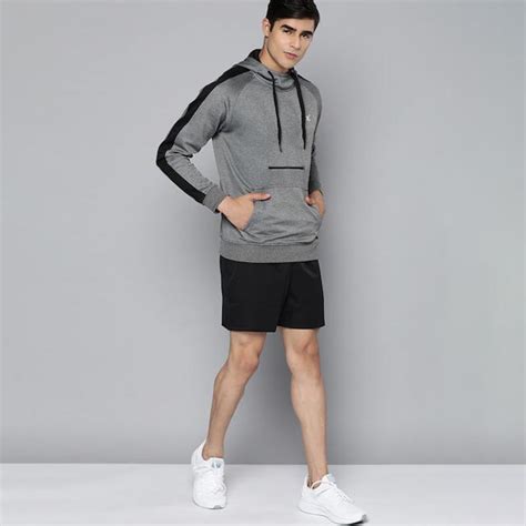 wavecolour | Men Charcoal Grey Solid Hooded Zip Detail Rapid-Dry Sweatshirt