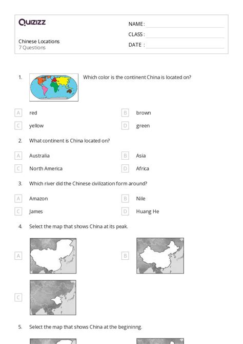 50+ Chinese worksheets for 3rd Class on Quizizz | Free & Printable