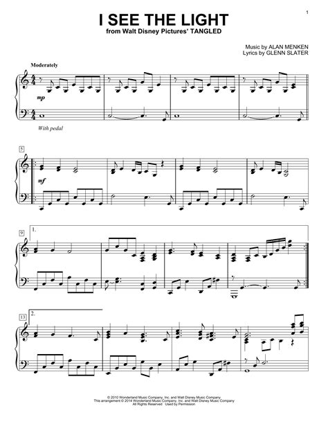 I See The Light (from 'Tangled') sheet music by Alan Menken (Piano – 157131)