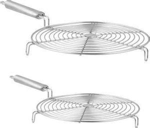 4Ever Pack of 2 Stainless Steel Round Shape Roaster Grill for Gas ...