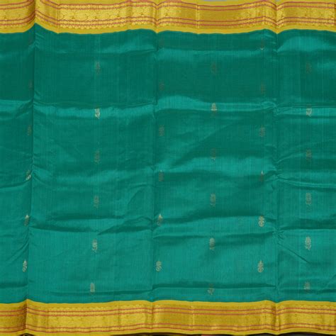 Hayagrivas Handloom Pure Sea Green Silk Cotton Saree with Lemon Yellow ...