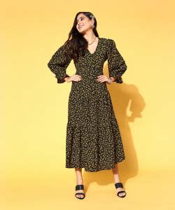 PLUSS Women Maxi Black Full Length Dress - Buy PLUSS Women Maxi Black ...