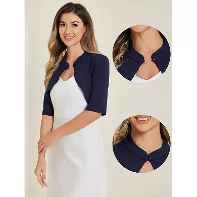 Elegant Cardigan For Women Stand Collar Half Sleeve Cropped Bolero Shrug
