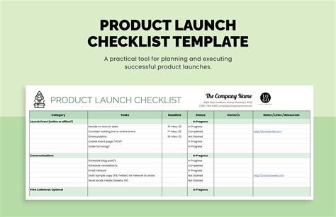 Product Launch Checklist Template - Download in Excel, Google Sheets ...