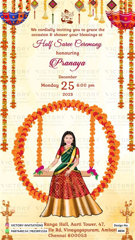 Half saree function invitation cards templates – Victory Invitations
