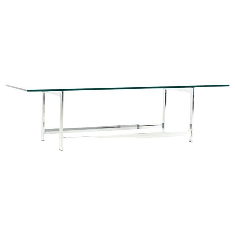 Milo Baughman Woven Bamboo and Chrome Cocktail Table with Glass Top at ...
