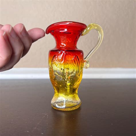 Buy Vintage 1970s Kanawah Amberina Art Glass Miniature Pitcher W ...