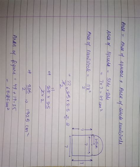 Find the area of the shaded portion formed by a semicircle placed above ...