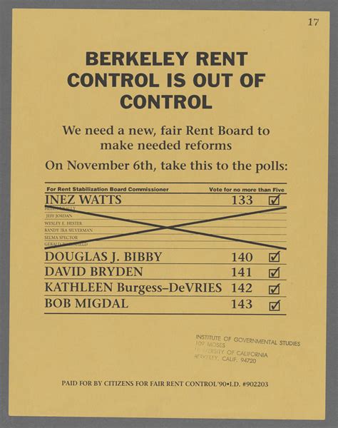 [Berkeley, Calif. election, 1990 (Nov. 6), Rent Stabilization Board ...