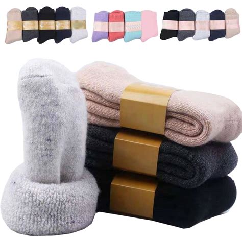 Womens Merino Wool Socks Winter Warm Hiking Thick Thermal Cozy Boot ...