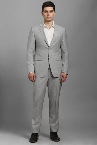 Buy Men Grey Textured Formal Two Piece Suit Online - 39946756 | Louis ...
