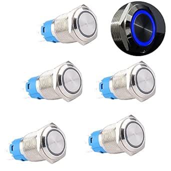 DMWD 5pcs 19mm Metal Waterproof Anti-Vandal Momentary Push Button ...
