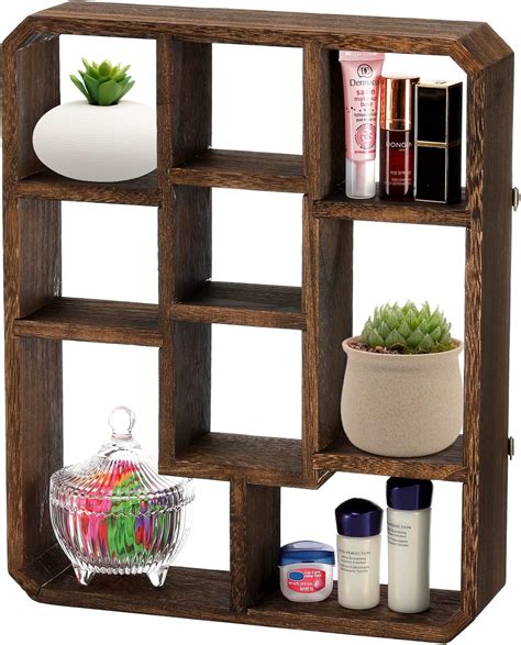 Buy Frcctre Rustic Shadow Box Display Shelf, 9 Compartments Wood ...
