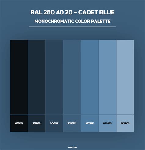 RAL 260 40 20 - Cadet Blue color palettes - colorxs.com