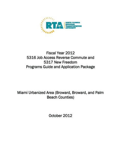 Fillable Online FTA 5316 Job Access Reverse Commute (JARC) and 5317 New ...