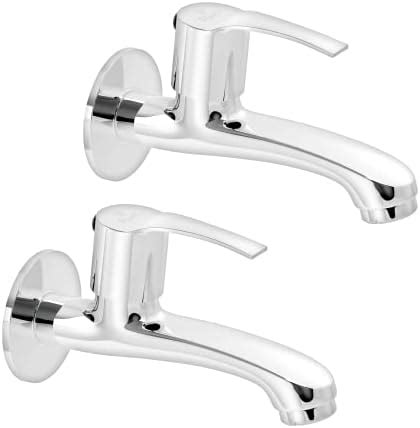 Hindware F740011CP Dove Long Body Bib Cock with Wall Flange, Brass with ...