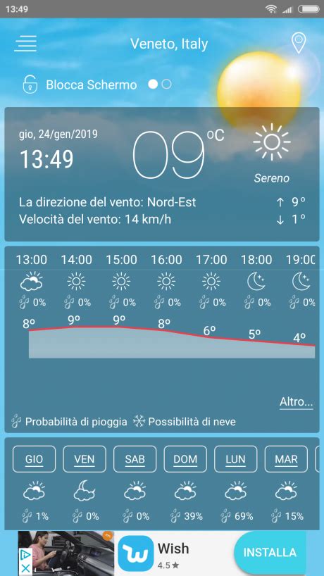 L'app Meteo del Giorno fornisce previsioni del tempo fino a due ...