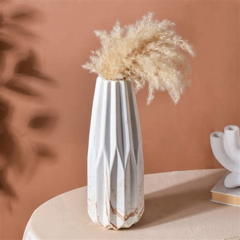 Modern Marble Pattern Ceramic Vase White
