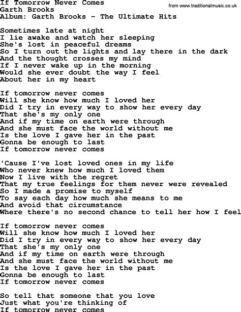If Tomorrow Never Comes, by Garth Brooks - lyrics