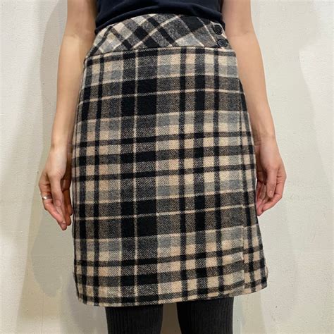 90s gray wool plaid mini skirt【1193】 | LEMON