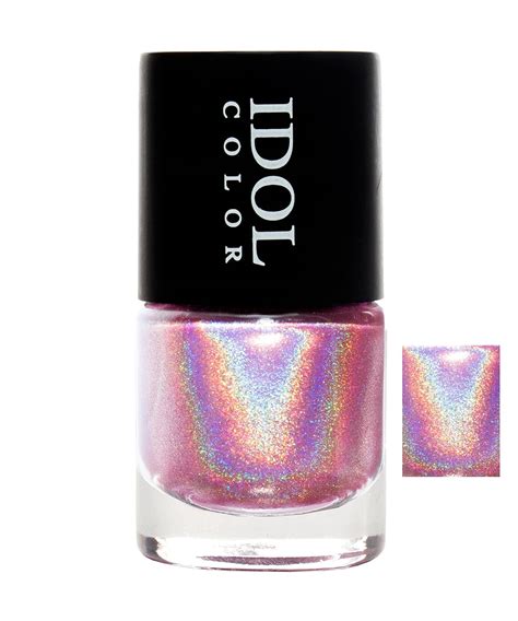 Buy Idol Holographic Rainbow Color Nail Polish, Pink, 10 ml. Online at ...