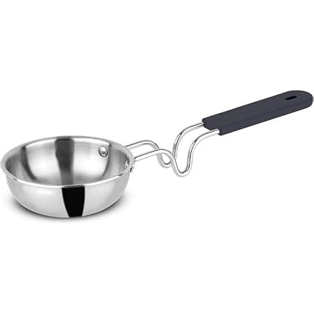 Orange Stainless Steel Triply Tadka Pan/Vaghariya Pan with Stay Cool ...