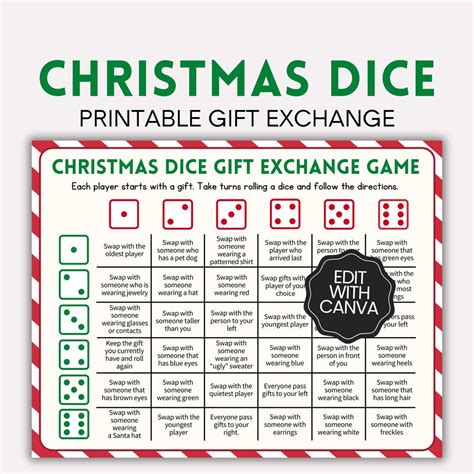 Editable Christmas Gift Exchange Dice Game, Christmas School Game ...