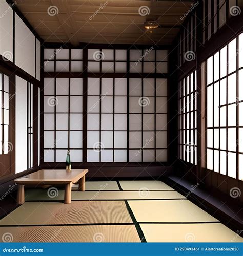A Minimalist, Japanese Tea Room with Tatami Mat Flooring, Shoji Screens ...