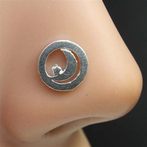 Sterling Silver Nose pin L Bend in Moon & Star Shape – Karizma Jewels