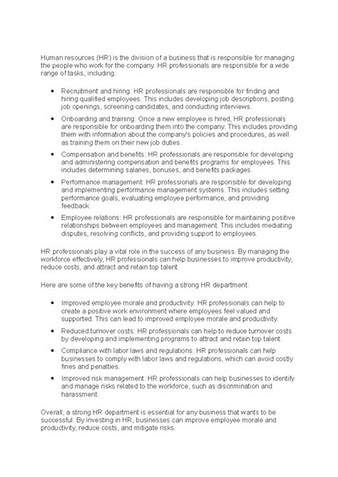 Doc 4 - Finance - Human resources (HR) is the division of a business ...