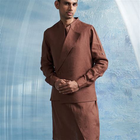 Woody Brown Slant Kurta with Jacket – charkhee