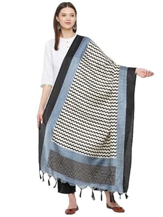 Buy Clora Creation Black Patola Print Silk Blend Dupatta, CC42865 ...