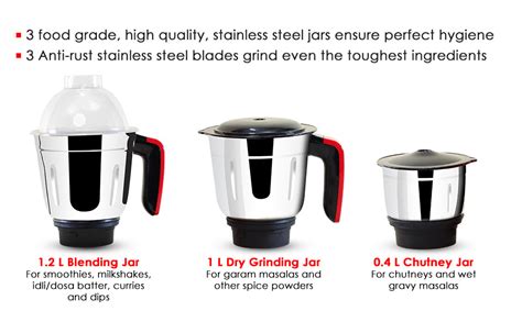 Wonderchef Renewed Vesper Mixer Grinder | 3 Jars | 600W | Stainless St ...
