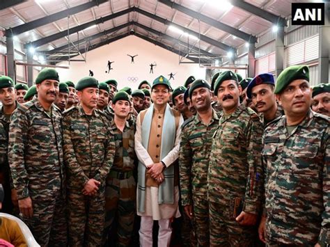 Uttarakhand CM Dhami celebrates Diwali among soldiers of Garhwal Rifles ...