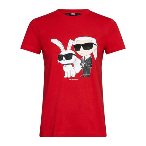 Buy Karl Lagerfeld Women Red Embellished KARL Doll & Rabbit T-shirt ...