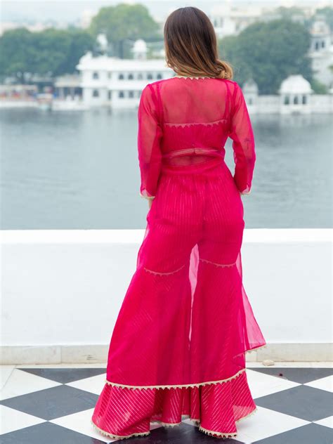 Magenta Cotton Lurex Co-ords Set