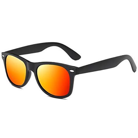 Buy ARZONAI Unisex Square Sunglasses Black Frame, Orange Mirror Lens ...