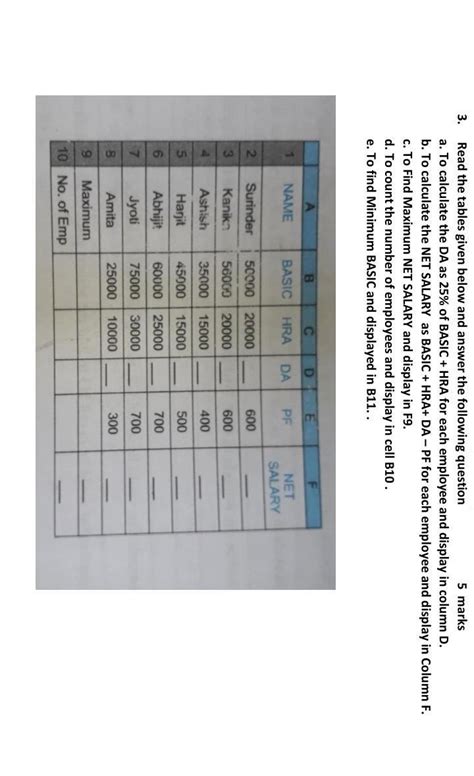 3. Read the tables given below and answer the following question4 ...