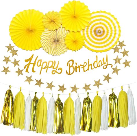 Buy Yellow Birthday Party Decorations for Girls Women,Birthday Party ...