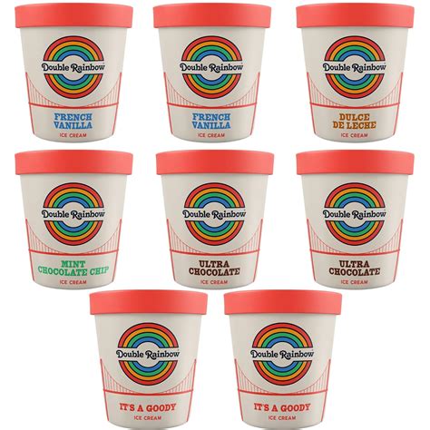 Super Premium Variety Pack of 8 Pints of DOUBLE RAINBOW Ice Cream in ...