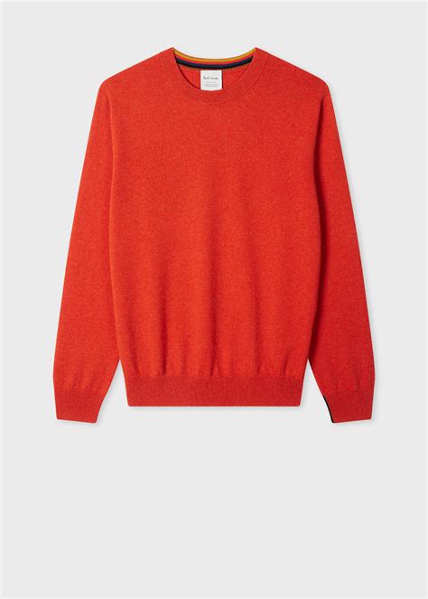Men's Bright Red Cashmere Crew Neck Sweater