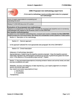 Fillable Online cdm unfccc Appendix 4 (CDM: Proposed new methodology ...