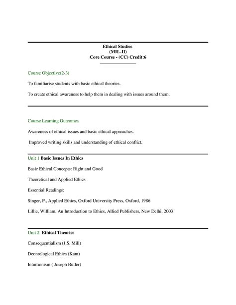 Annexure-158. (B A Prog Philosophy Syllabus) - Ethical Studies (MIL-II ...