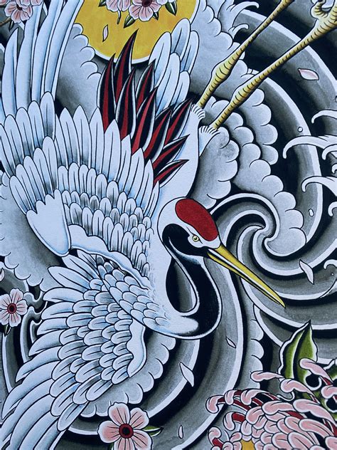 Chinese Crane Bird Tattoo